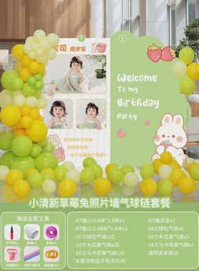 兔宝宝宴生日装饰气球照片墙背景百天满月一周岁场景布置kt板定