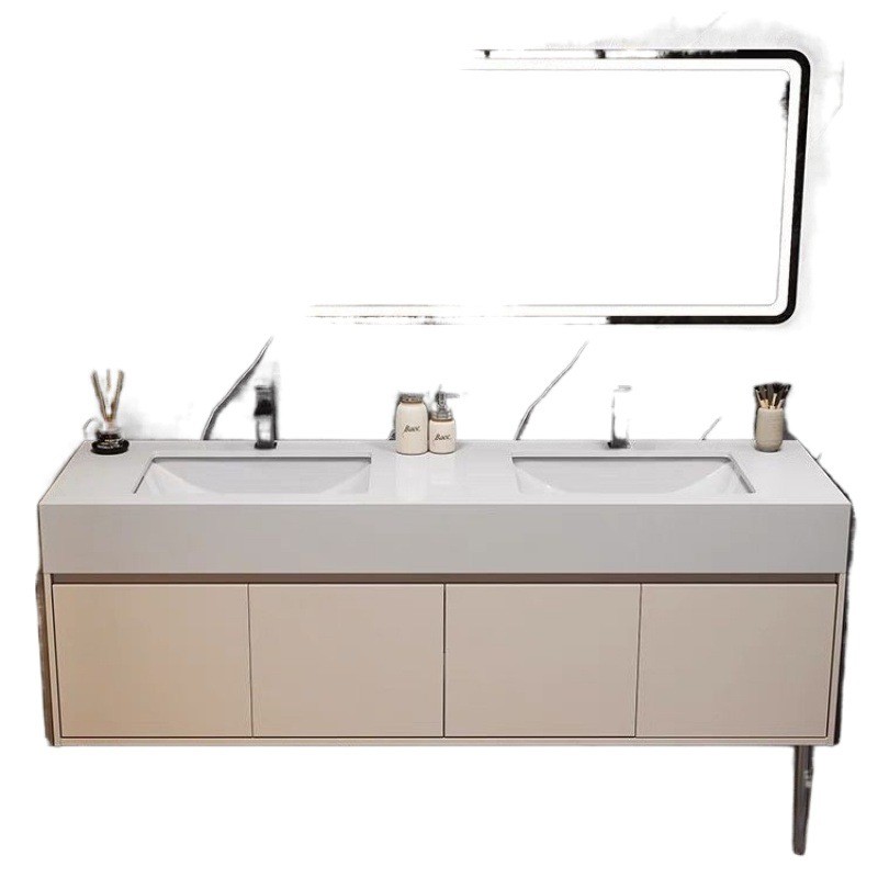 卫生间落地式双盆组合智能浴室柜一体洗漱台洗手大理石简约