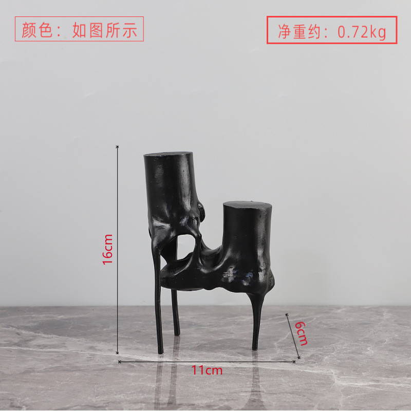 烛台轻奢抽象铸铁三足欧式桌面摆件餐厅客厅酒店样板房家居装饰品