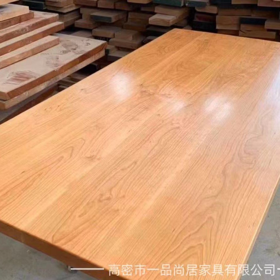 樱桃木小户型餐桌餐厅简约餐桌家具日式长方形红橡木板桌批发