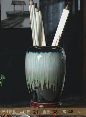现代新中式复古落地高温陶瓷大花瓶干花插花创意家居客厅民宿装饰