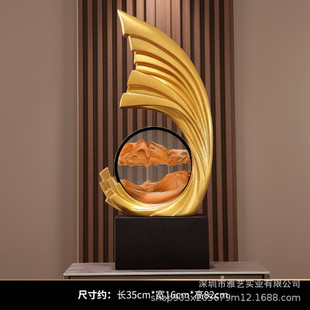 风生水起流沙客厅现代轻奢大摆件画玄关办公室进门入户高级感装饰