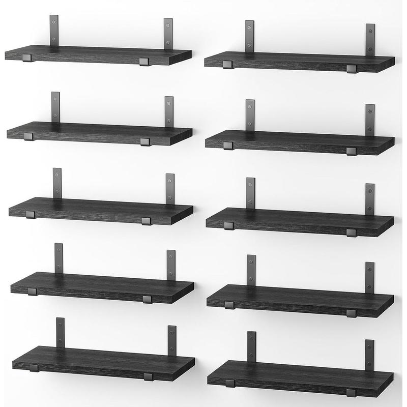 悬浮浴室浮动木制货架10pc弯钩墙上置物架洗漱用品整理收纳置物架