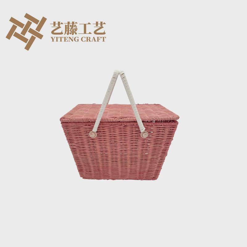 手工编织藤编儿童菜篮子现货供应挎篮户外郊游野餐收纳拍摄道具