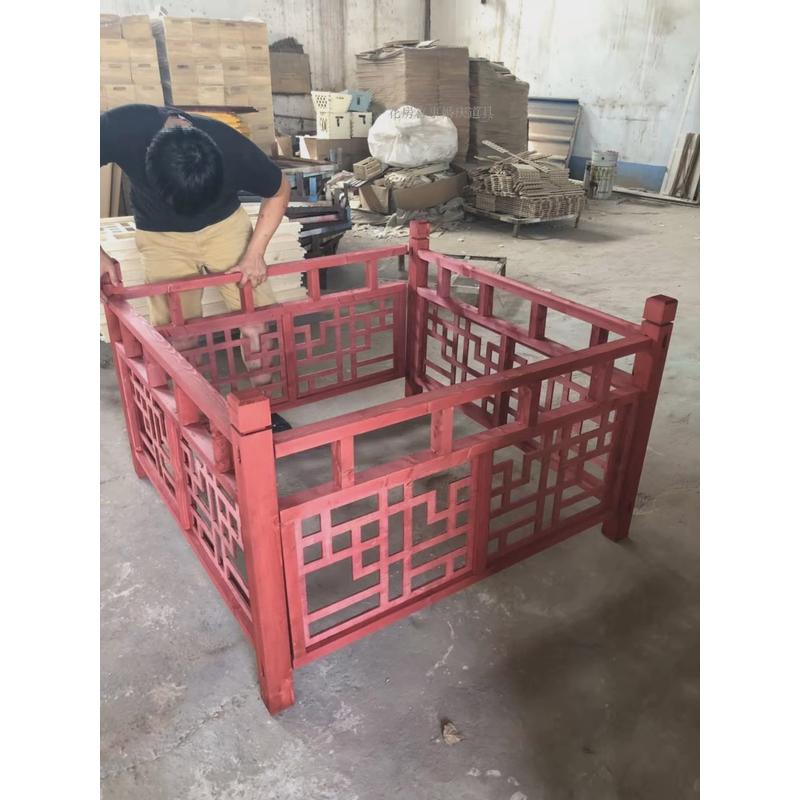 木纹美陈婚庆道具楼梯扶手栏杆橱窗舞台装饰影楼围栏木制中式