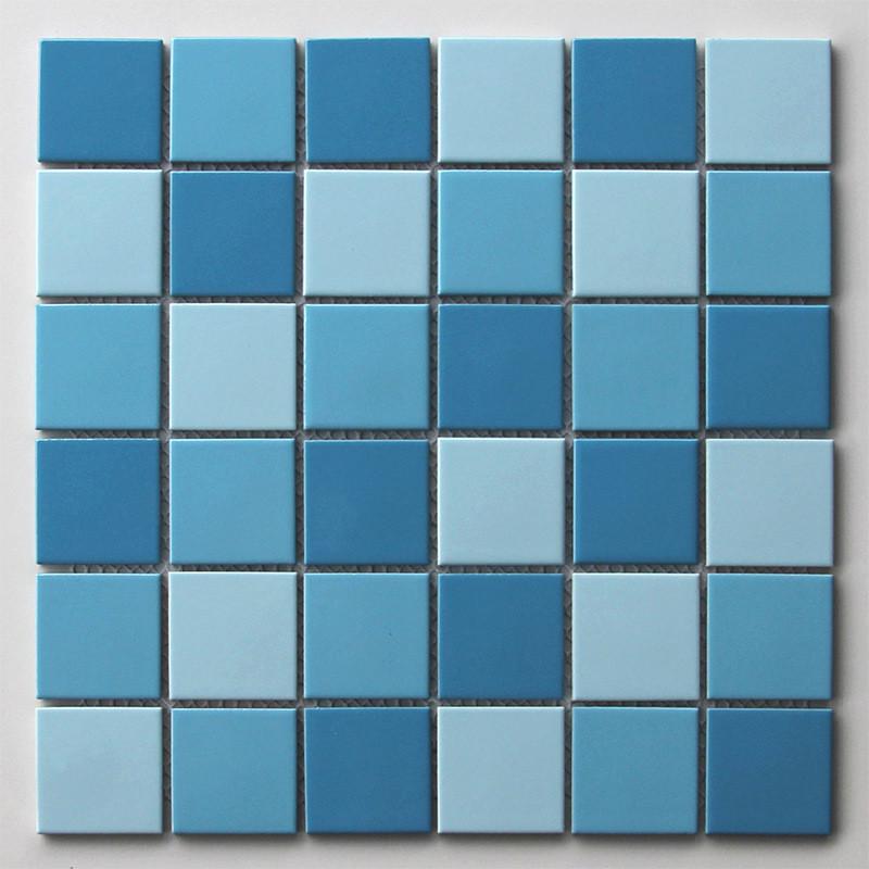 泳池马赛克蓝白色釉面景观鱼池陶瓷适用游泳池马赛克瓷砖拼图工程