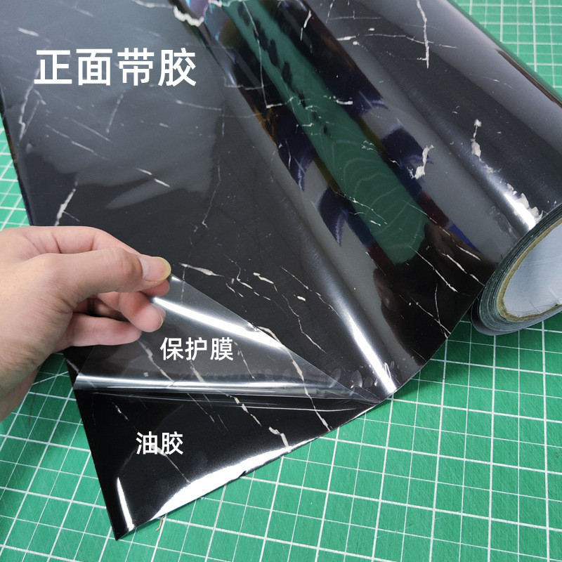 批发正面带胶鱼缸贴纸仿大理石自粘玻璃贴纸底部造景装饰纸