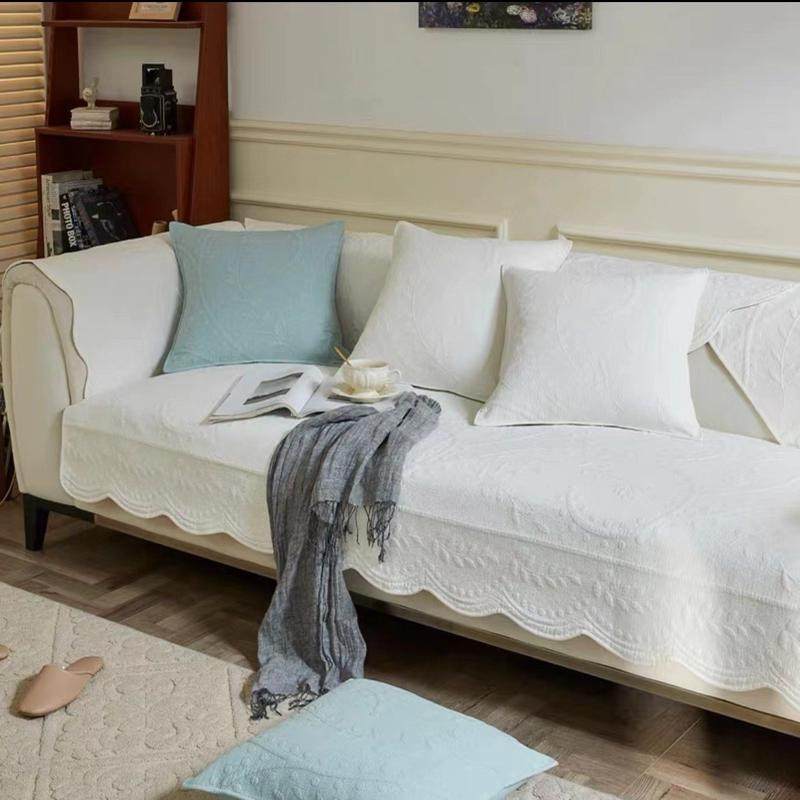 防滑田园刺绣全棉沙发垫套四季通用水洗棉布艺欧式坐垫子盖巾组合