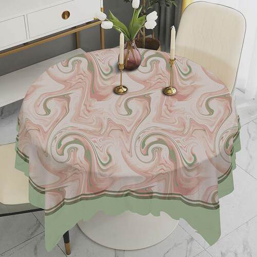 大圆形PVC桌布防水防油防烫免洗高级感饭店餐厅家用方园桌布台布