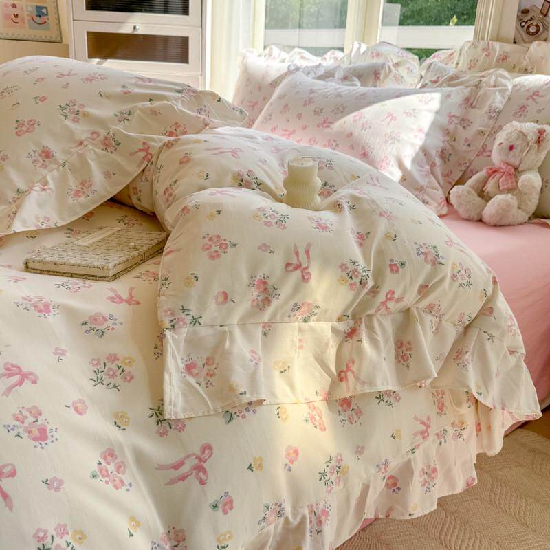 母婴裸睡床上用品四件套床裙款被套花边韩版少女级四季公主风图片