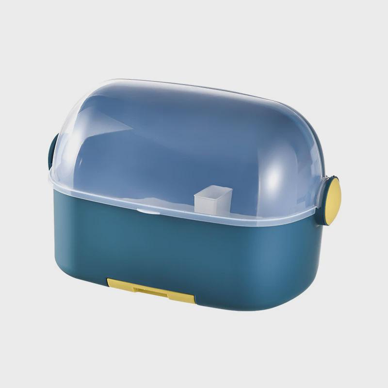 厨房碗筷带盖餐具收纳盒小型多功能家用沥水碗柜置物塑料双层碗架