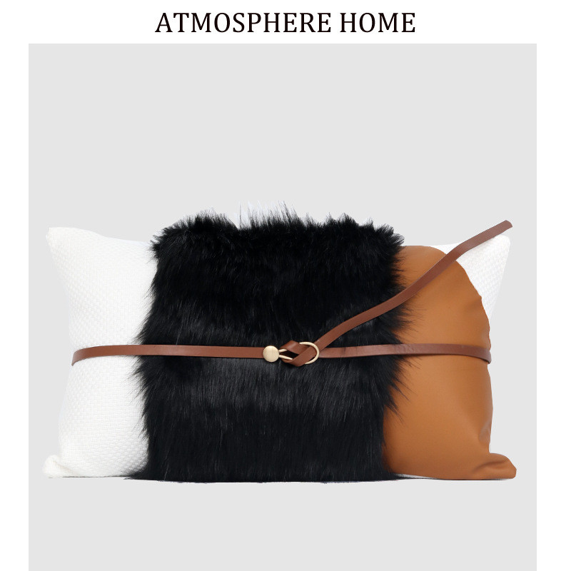 现代轻奢腰枕式样板间客厅设计师沙发抱枕靠垫套床头靠背意工艺款