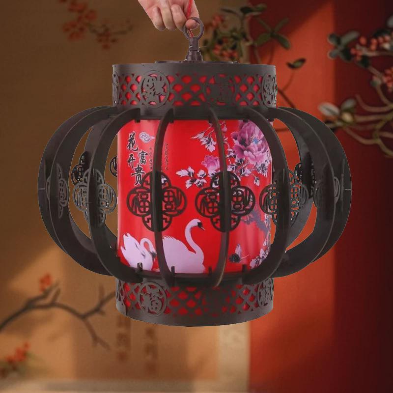 过道实木旋转灯笼吊灯餐厅别墅店装饰红灯笼新年仿古中式茶室宫灯