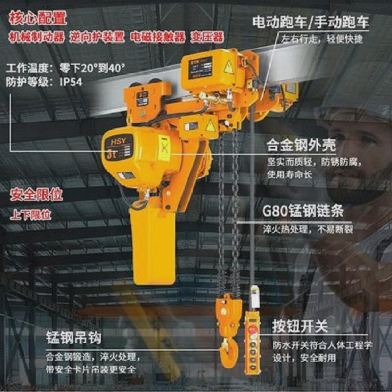 热销环链电动葫芦倒起重机1吨2吨吊葫芦提升机链式运行式环链电动