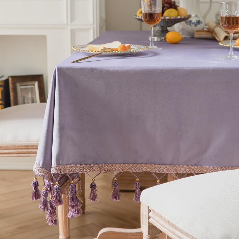 现代简约复古桌布轻奢丝绒纯色台布布艺北欧莫兰迪ins美式桌盖巾