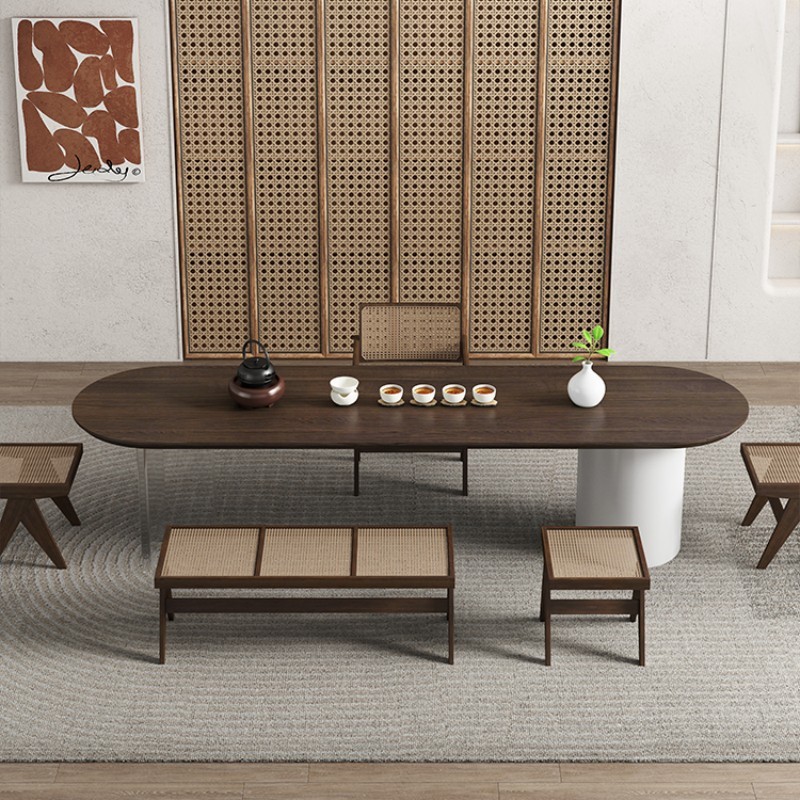 热销新中式实木茶桌椅组合办公室接待会宽容桌子桌子家用客厅泡茶