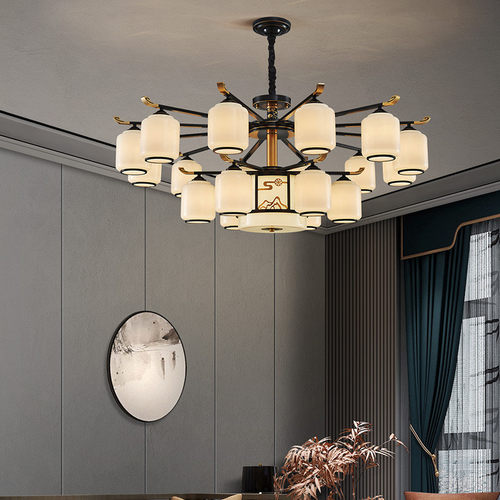 热销通莹家居吸大气自建房客厅灯新中式吊两用餐厅灯卧室房间吊灯