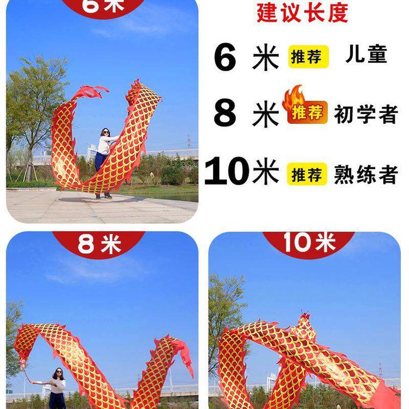 d*舞龙彩带健身健身龙带甩彩带舞龙甩龙带龙头彩带耍龙中老年人健