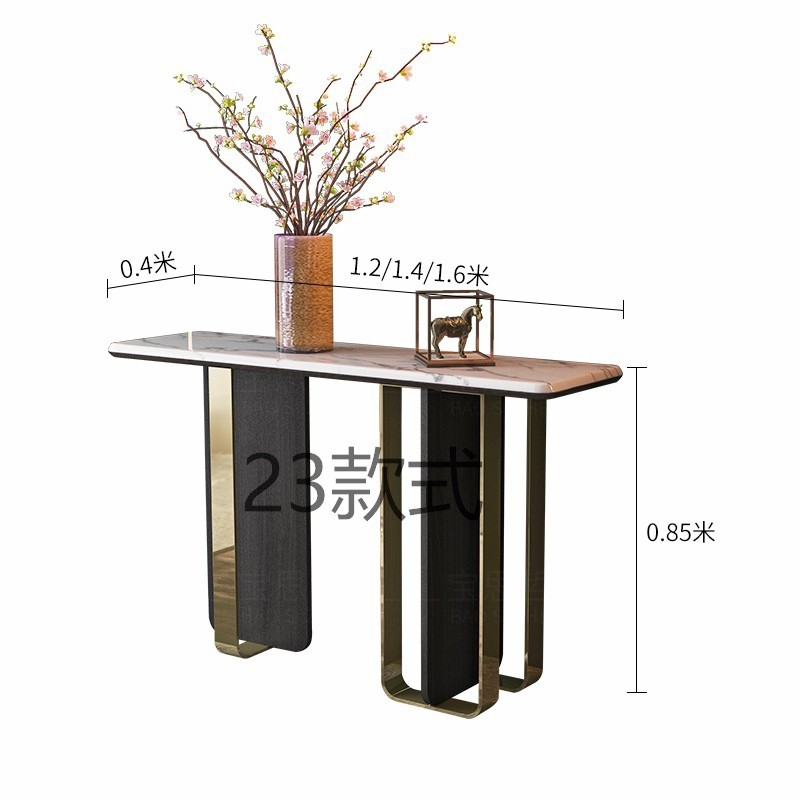 轻奢现代客厅柜台设计玄关桌简约新中式靠墙入户走廊端景金属条案