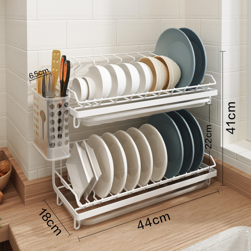 厨房碗架晾放碗盘碗碟碗筷收纳沥水架免打孔双层窄边台面小型尺寸