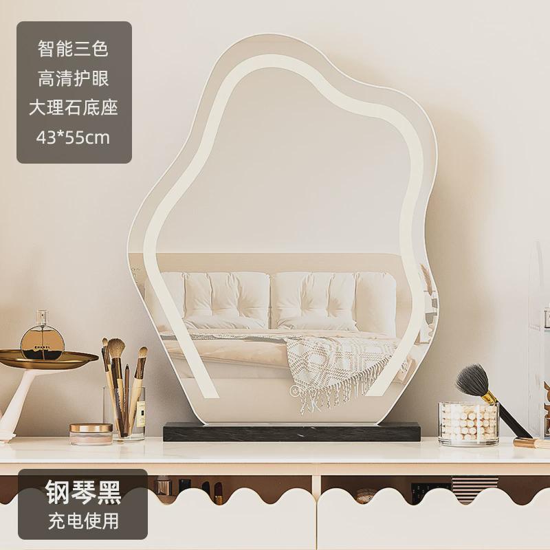 云朵镜子化妆镜梳妆台镜子led带灯桌面台式网红镜异形镜网红镜子