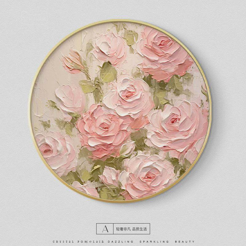 2024新款卧室房间主卧温馨挂画圆形电视柜床头画装饰画肌理立体感,家居饰品,现代装饰画,淘宝优惠券,粉丝福利购,淘宝优惠卷