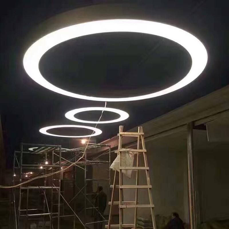 led办公室直径圆形中空灯盘圆环600mm和80cm吊线灯创意工业风吊灯
