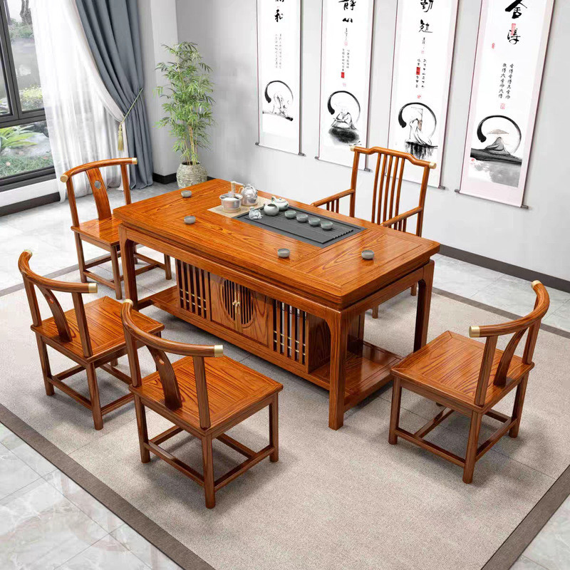 茶桌椅组合全实木新中式禅意办公功夫茶台泡茶几茶室原木茶桌茶台