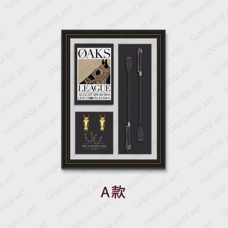 立体实物装置挂画样板间玄关装饰画客厅复古欧式壁画马术创意艺术图片