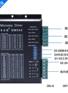 57步进电机套装57BYG250B扭矩1.2NM长56MM驱动器DM542升级版