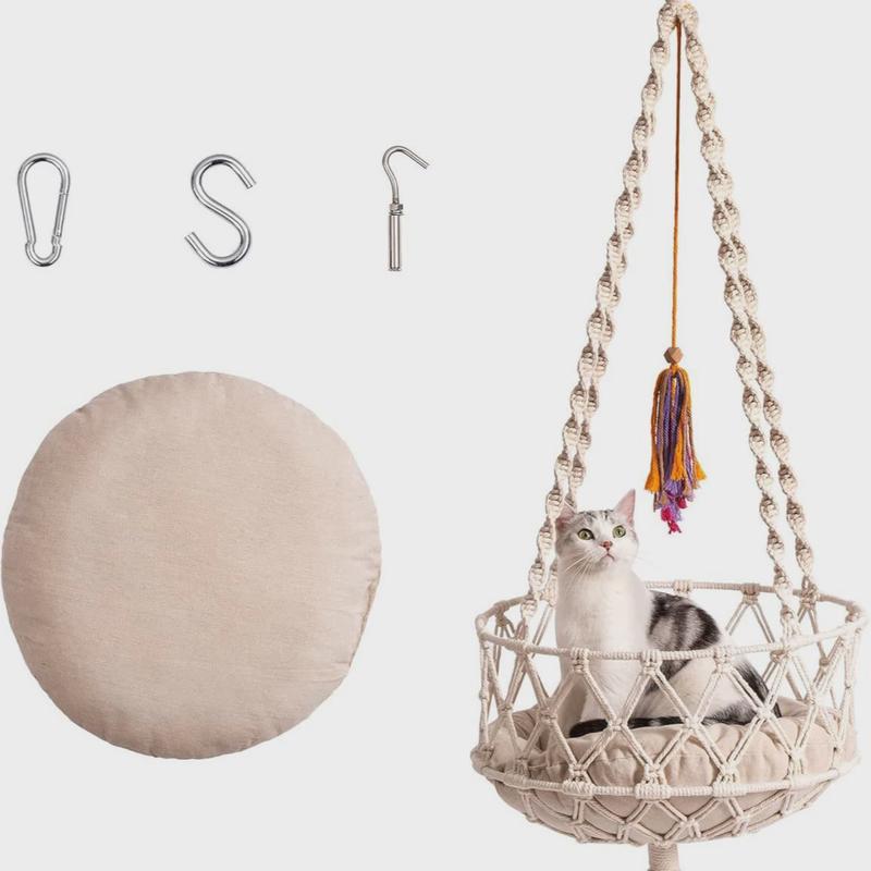 热卖手工编织猫床吊床悬挂小猫波西米亚带悬挂套件室内猫窝