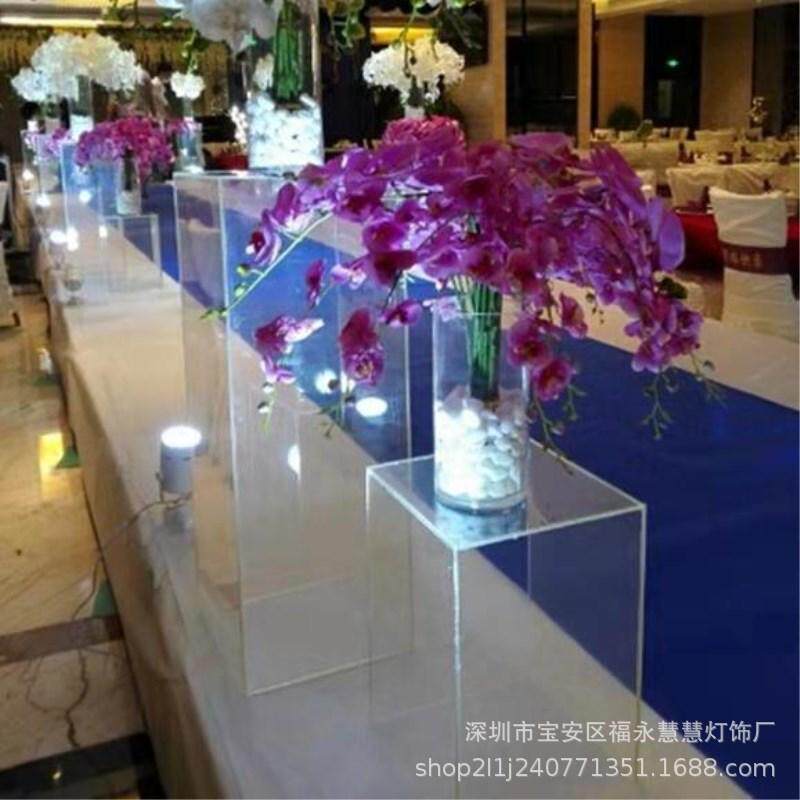 新款婚庆方透明筒水晶花柱路引方柱婚庆道具三件套亚克力路引
