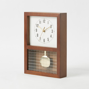 12n宜现代简约家居客厅桌面得利床头钟实木静音摆钟德拉姆