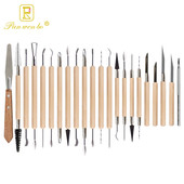 22件套木制DIY塑形镭丝刀陶泥黏土陶艺泥塑工具雕刻组合套装