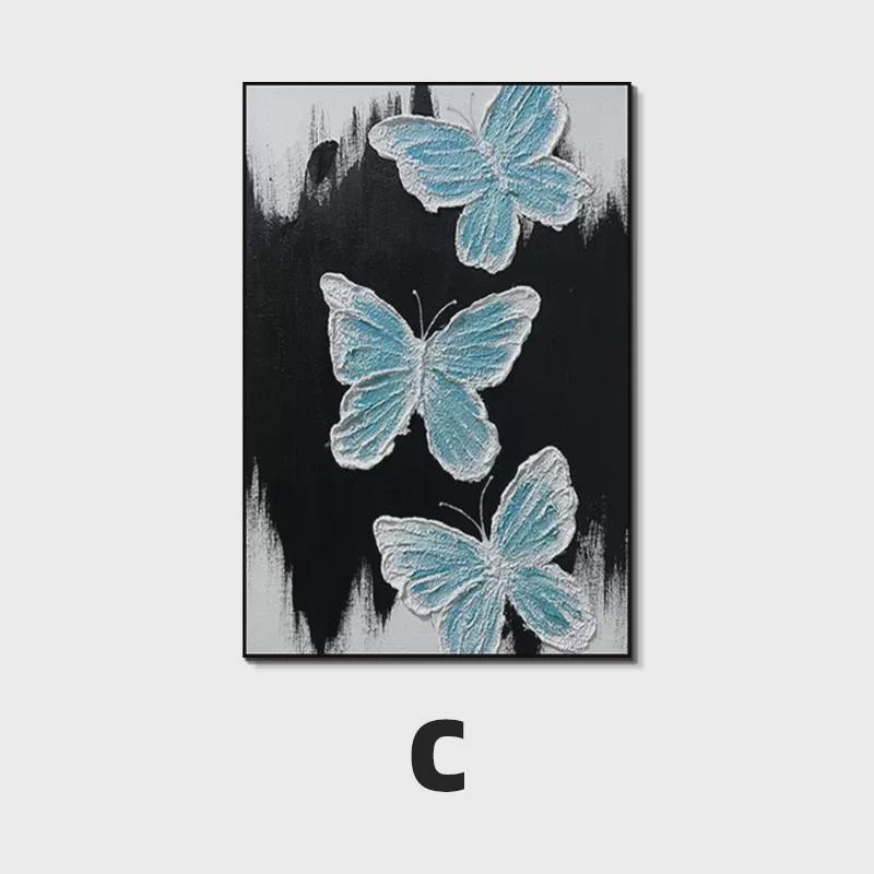 纯手绘抽象肌理蝴蝶大芬村油画玄关装饰画立体客厅背景墙黑白挂画