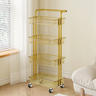 储物架 小推车置物架带扶手带轮多层收纳置物架厨房可移动落地式