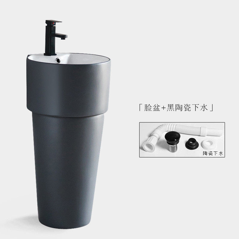 简约立柱盆陶瓷小户型卫生间立式洗脸盘落地式一体洗手池阳台圆形