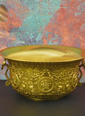 宏达全黄铜吉祥如意办公室聚宝盆聚财玄关大号聚宝盆铜器摆件