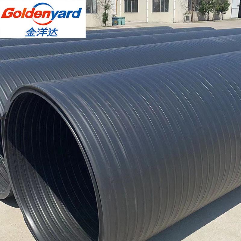 hdpe缠绕平壁钢塑复合双排水管300sn8地埋中空结构壁塑钢排污管