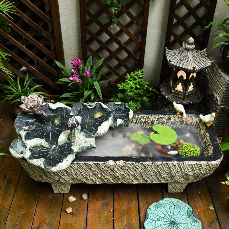 8jdk批发户外鱼缸露台阳台花园布置循环水景观小水景鱼池假山庭院