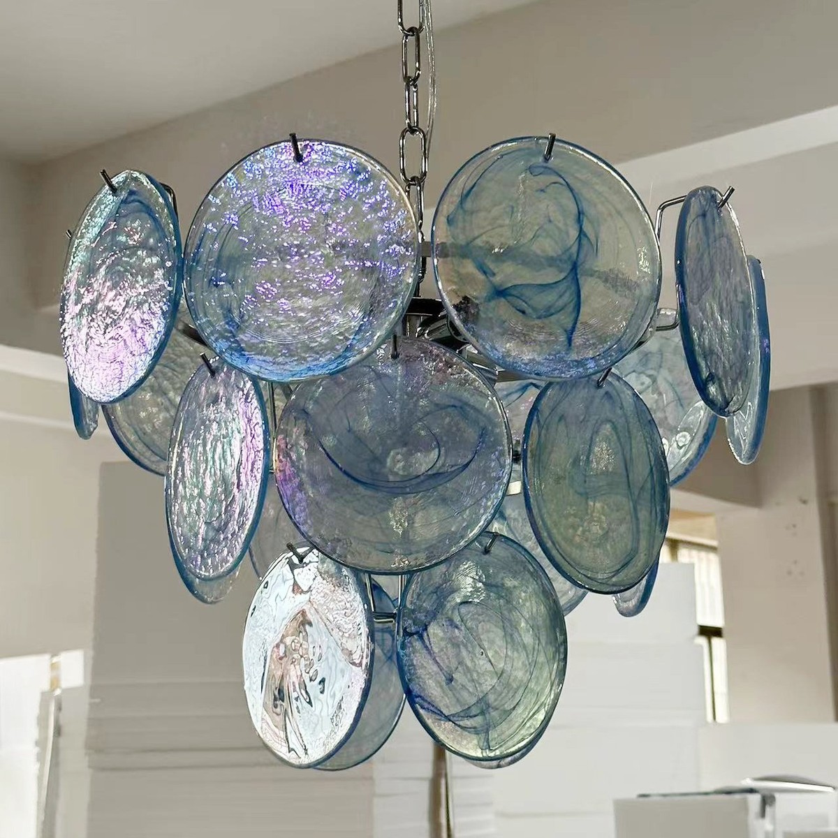 法式七彩色玻璃吊灯复古客厅氛围浪漫感少女心卧室灯意式轻奢灯具