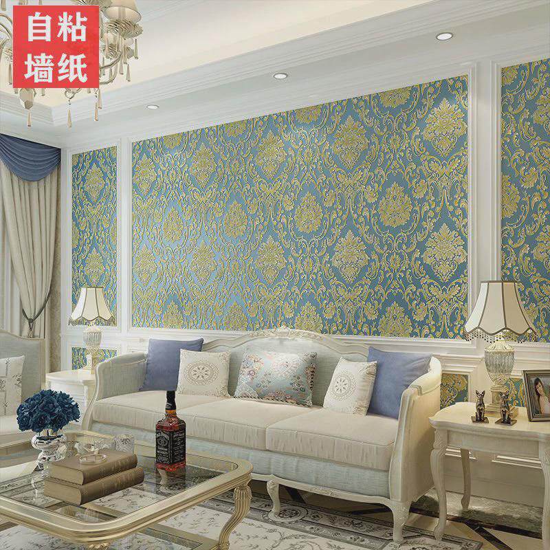 无纺布墙纸自粘3d立体欧式壁纸翻新客厅背景墙美容院酒店卧室ins