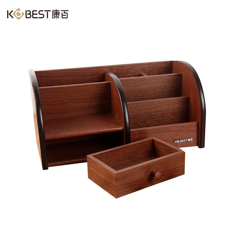 简约木质多功能方形笔筒笔座学生办公桌摆件文具收纳盒桌面名片座