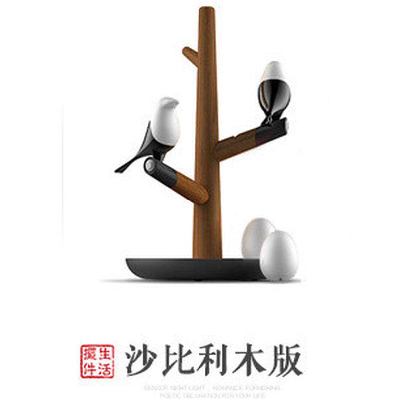 充电式上梢喜鹊小鸟人体智能感应led小夜灯喜平衡墙壁灯衣柜台灯