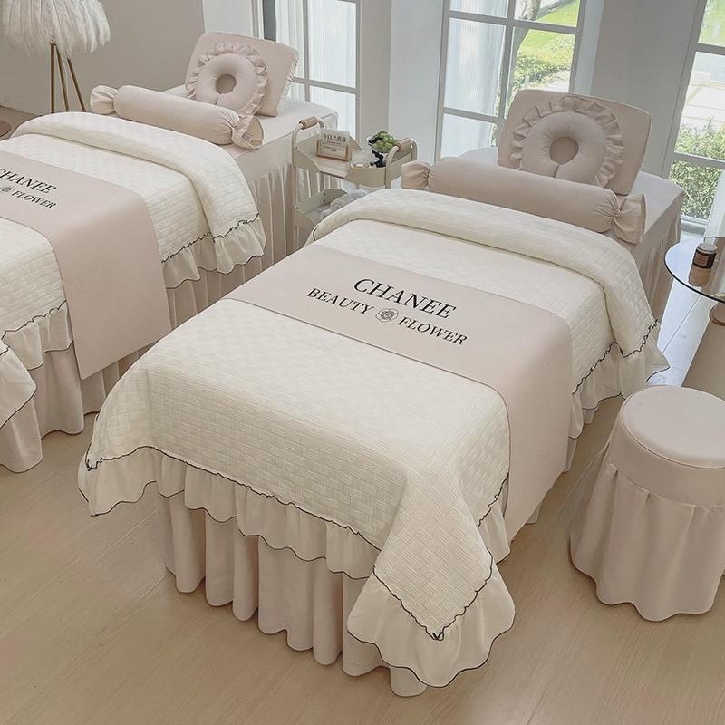 新款高档蕾丝公主风美容床罩四件套高级感床单轻奢风美容院耐脏