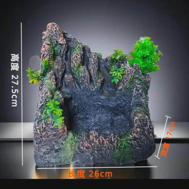 瀑布鱼缸造景流沙新款水族箱diy草缸动态布景不浑水流沙假山创意