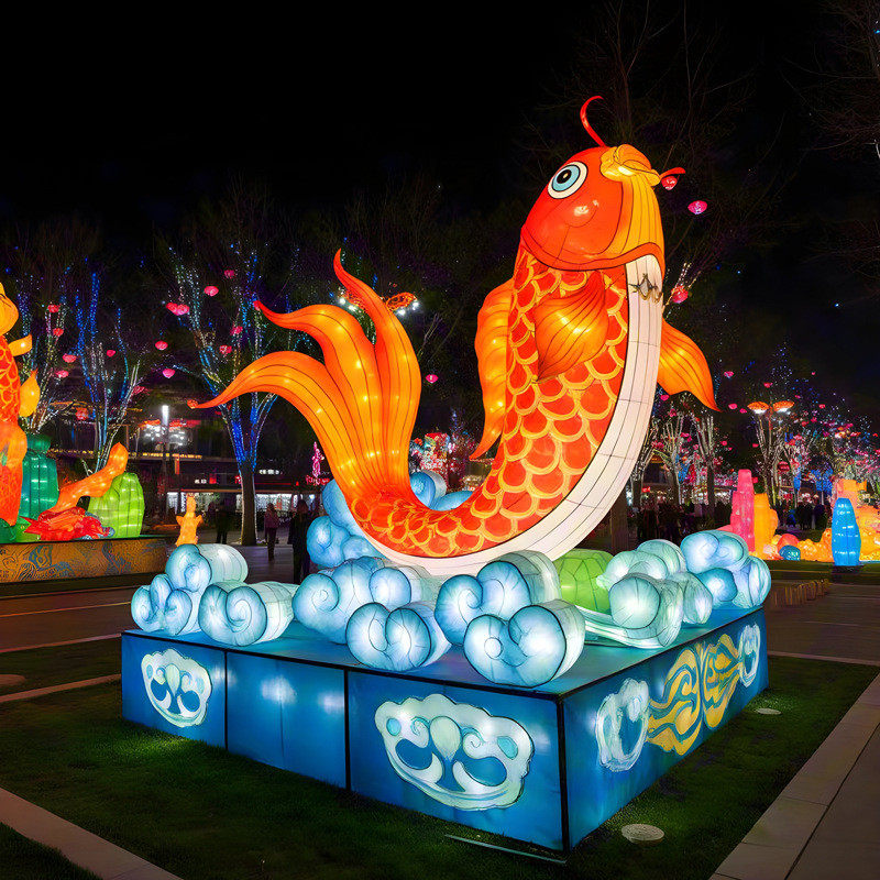 大型春节元宵鲤鱼花灯户外庙会灯会景区广场灯光亮化造型装饰摆件