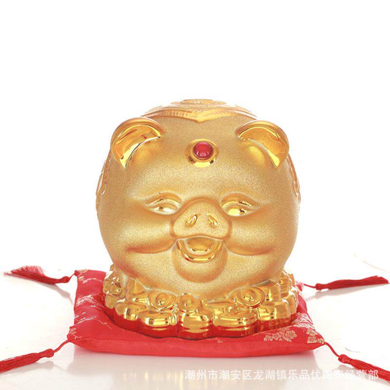 包邮超大号金猪储蓄罐陶瓷存钱罐金色精美创意开业礼品摆件