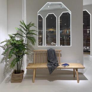 白蜡风大板实木侘寂木温莎长椅客厅休闲长条凳带靠背民宿装饰长凳