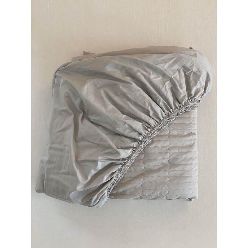 韩式博主风纯色直条绗缝夹棉加高床罩全棉全包围床垫保护套床笠++